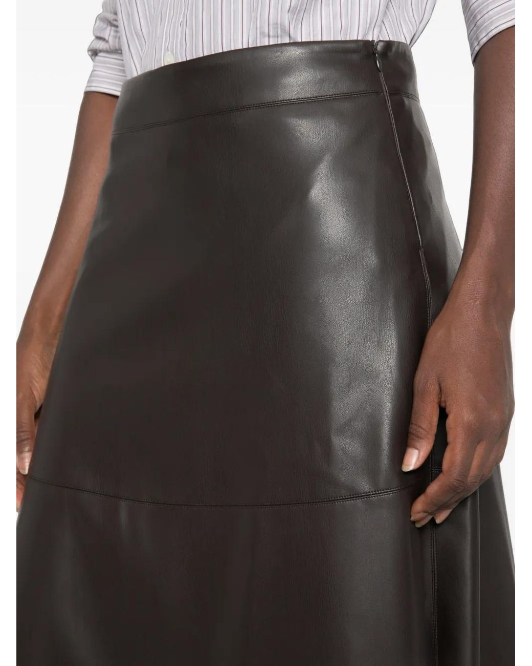 Alpha Studio Gray Panelled Midi Skirt