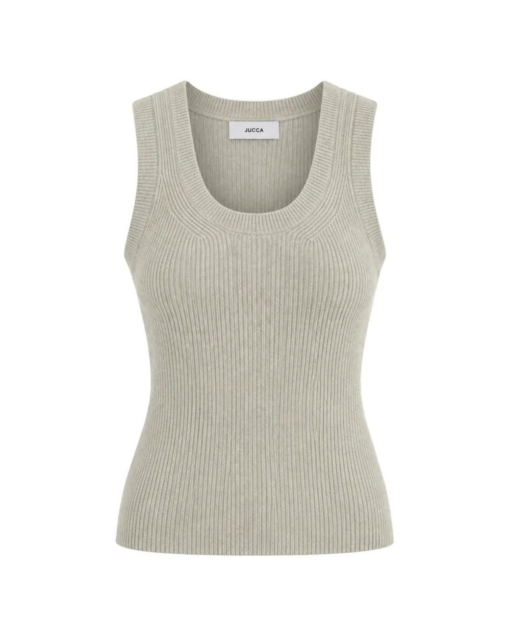 Jucca Gray Ribbed-Knit Scoop-Neck Top