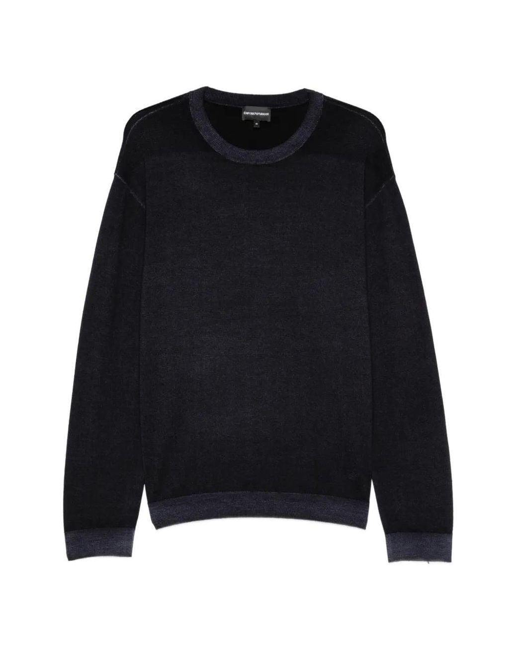 Emporio Armani Black Crew-Neck Virgin-Wool Sweater for men