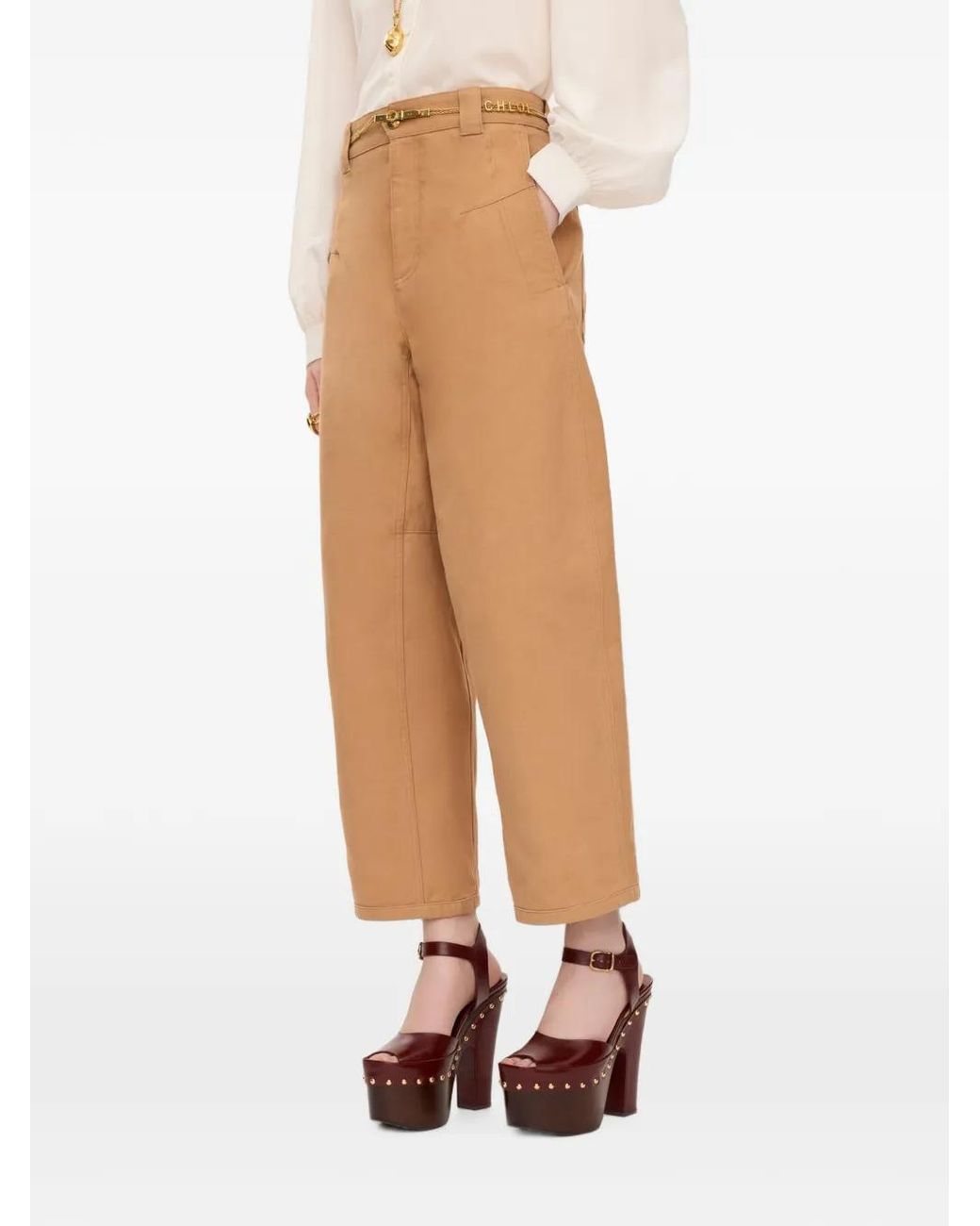 Straight Trousers Chloé de color Brown