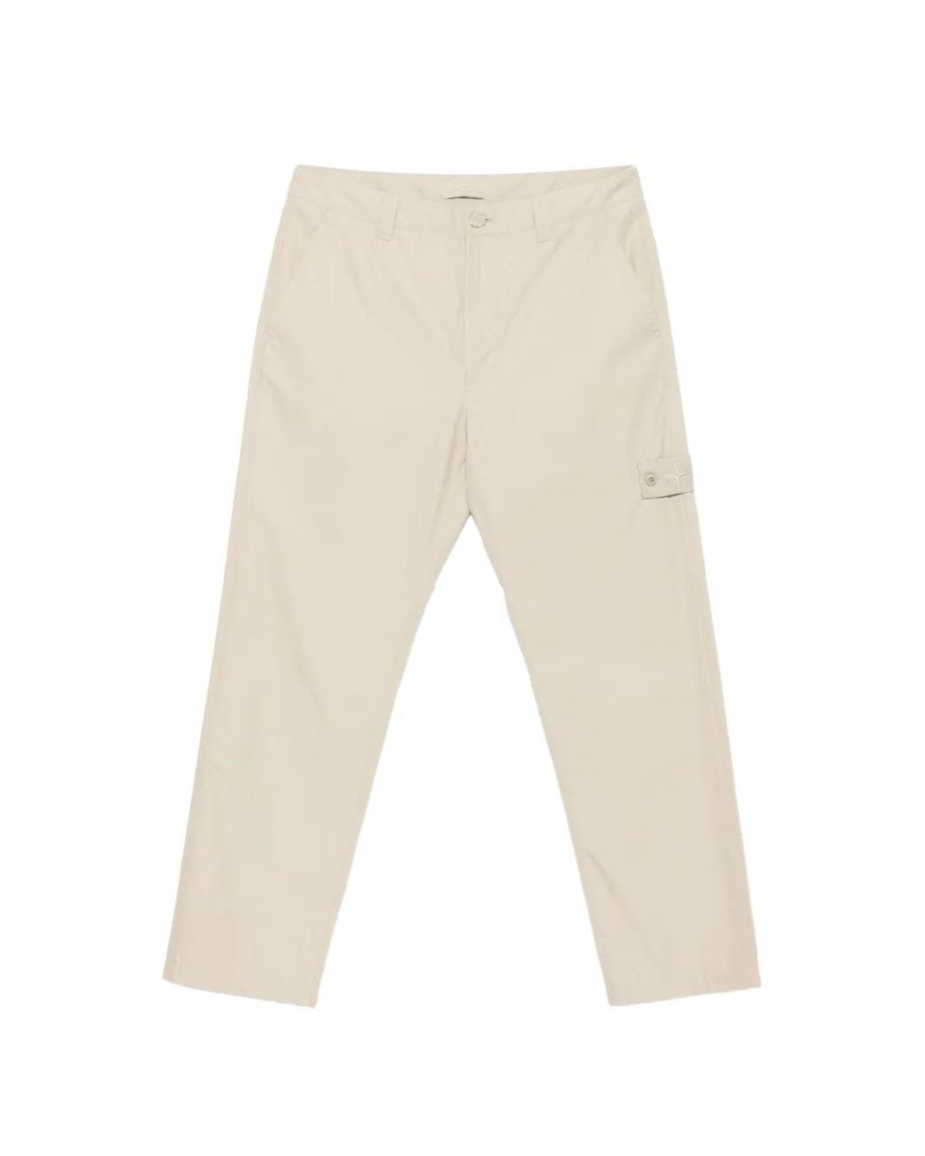 Stone Island White 3100020 All-Weather Cotton Canvas Ghost Piece Trousers for men