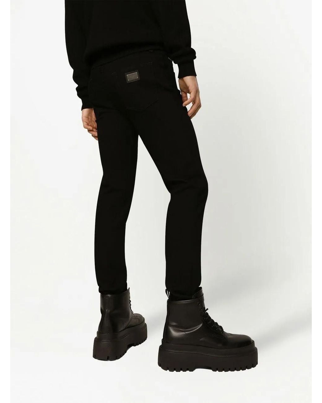 Dolce & Gabbana Black Slim Fit Stretch Cotton Jeans for men