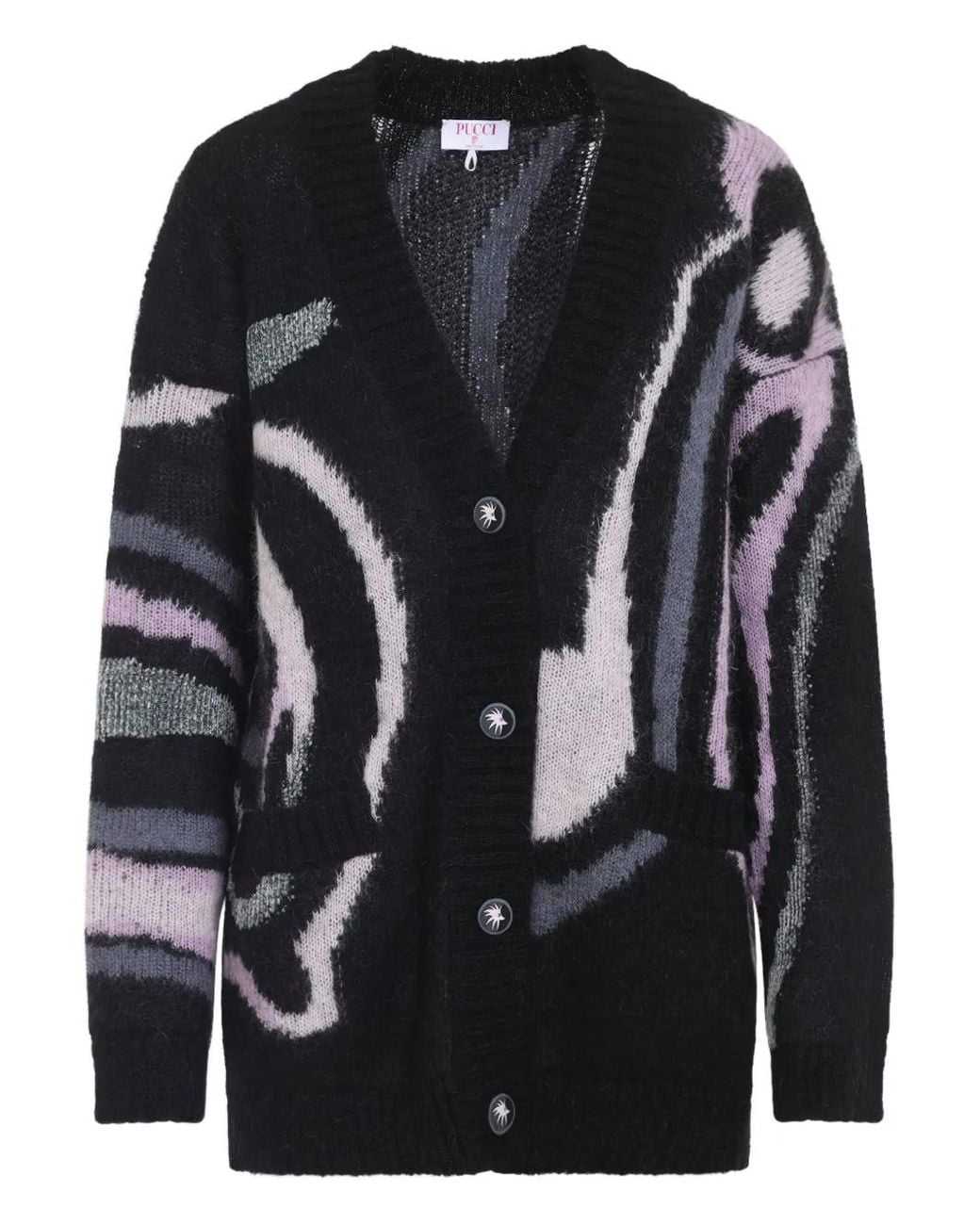 Emilio Pucci Black Oversized Cardigan With Marmo Inlay