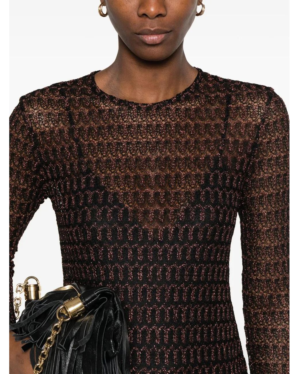 Missoni Brown Open-Knit Mini Dress