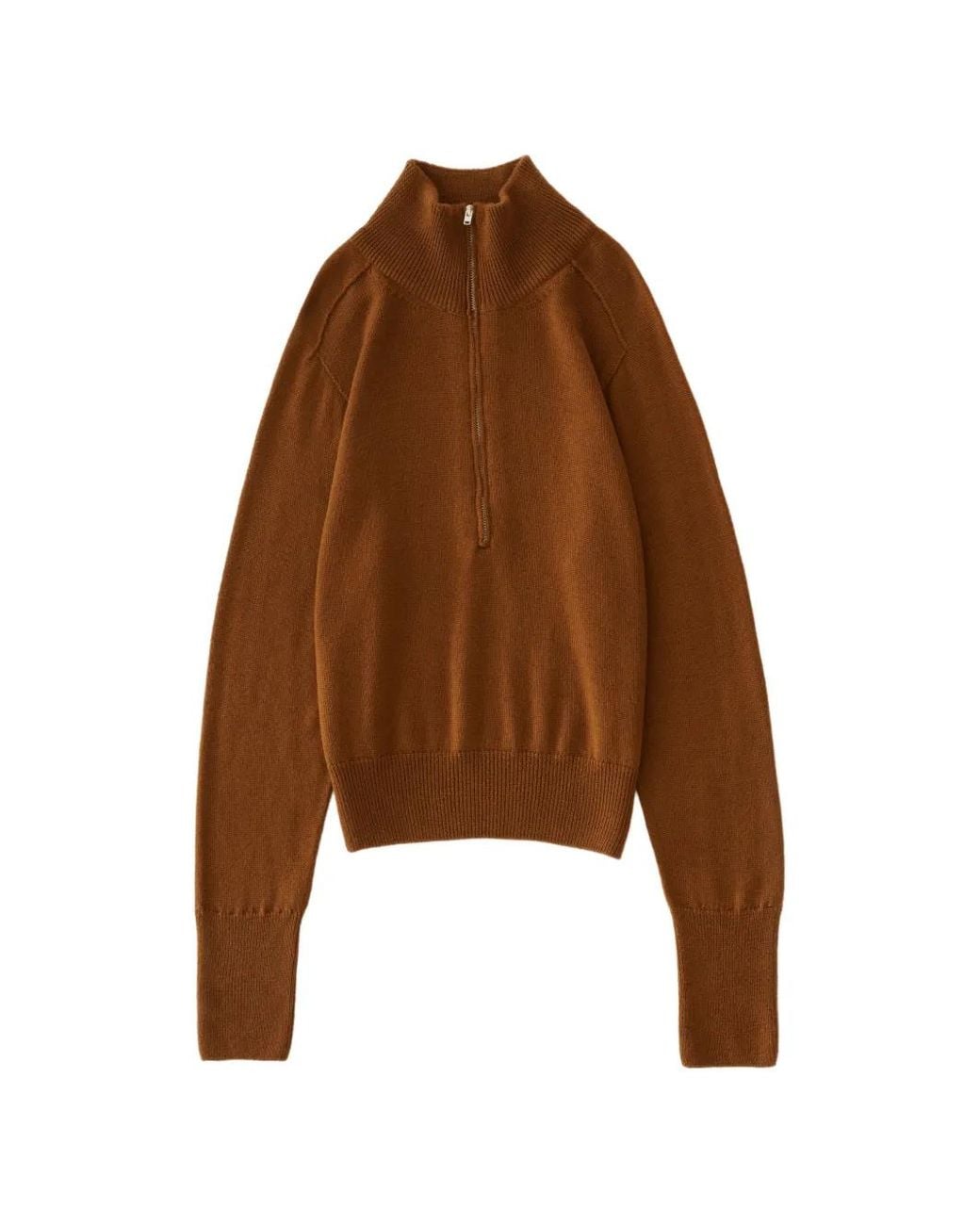 Studio Nicholson Brown Maren Half-Zip Sweater