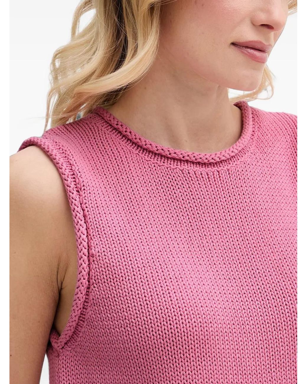 Mos Mosh Red Mmaubin Sl Sleeveless Side-Slit Top