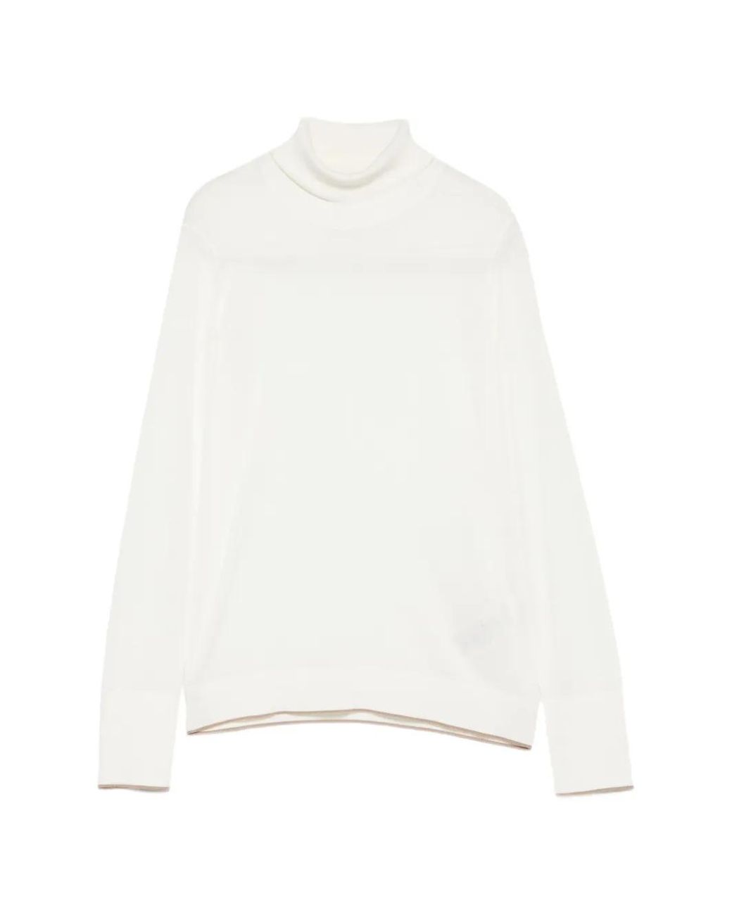 Eleventy White Roll-Neck Wool Sweater