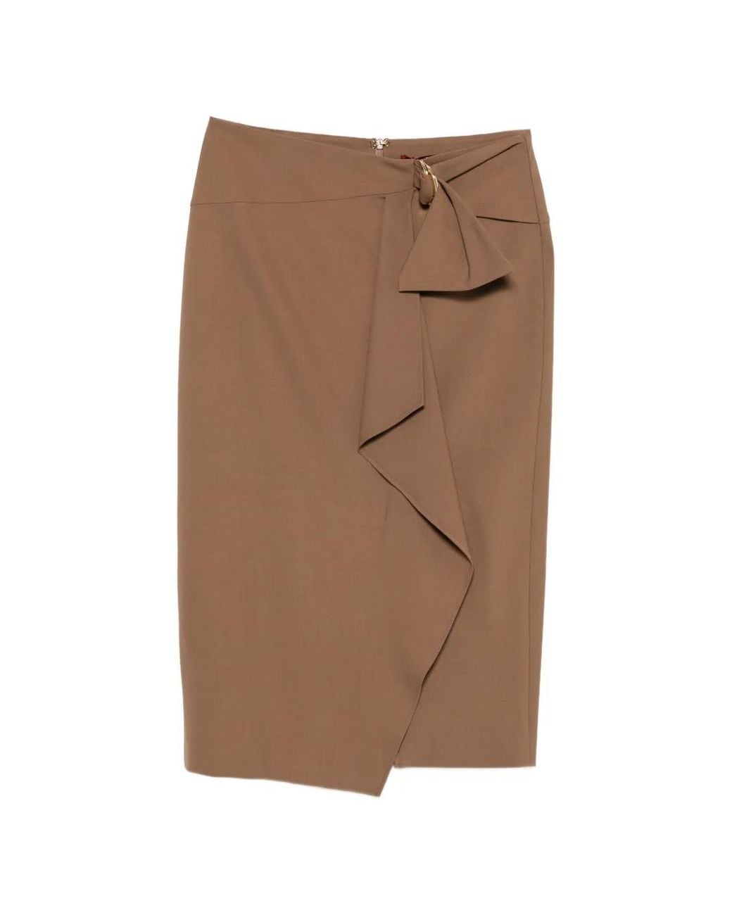 Max Mara Brown Jupe Mi-Longue Volantée À Boucle