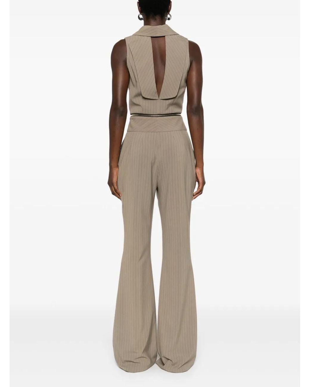MITILIANE COUTURE Natural Striped Zipped Jumpsuit