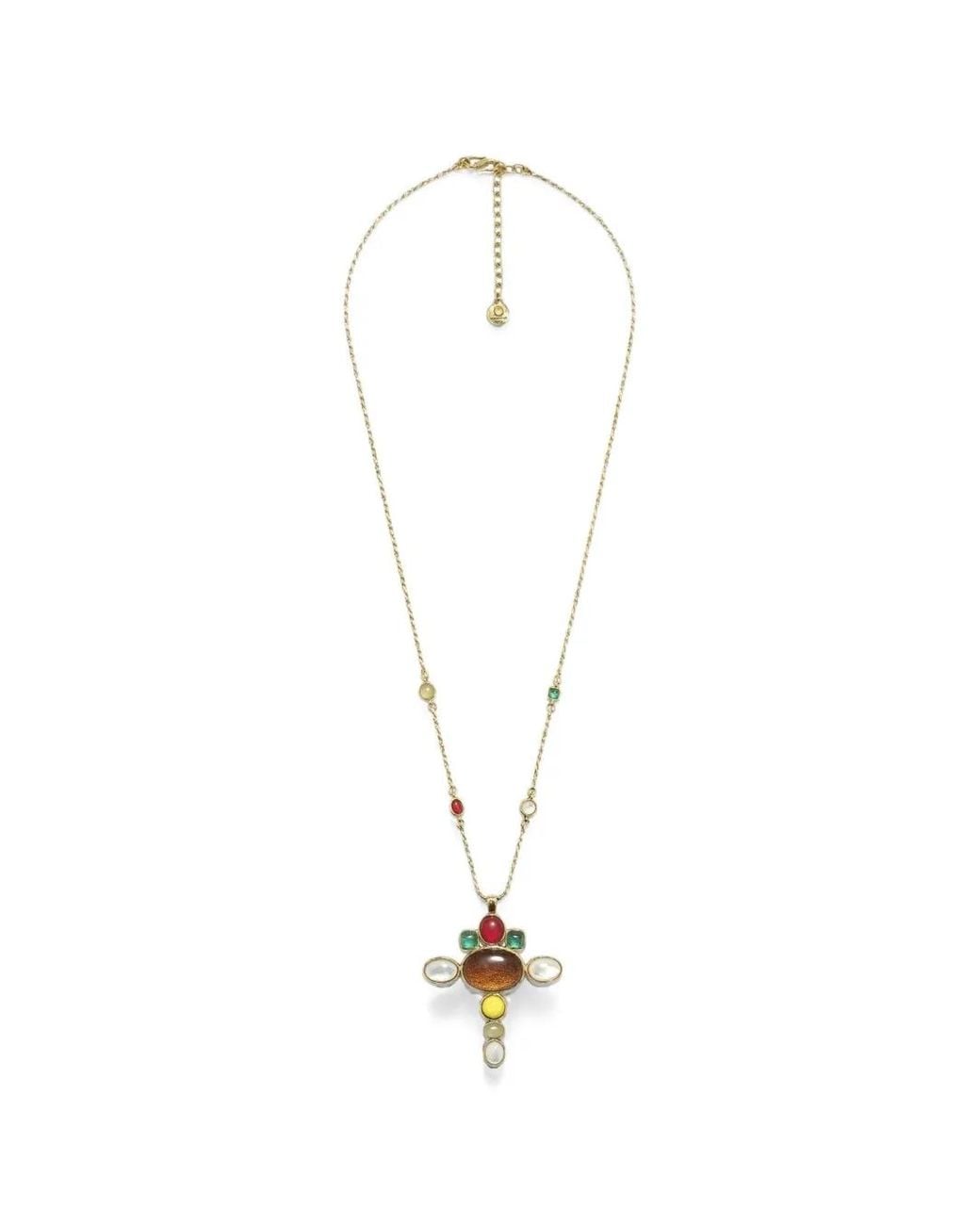 Goossens White Lagune Cross Pendant Necklace
