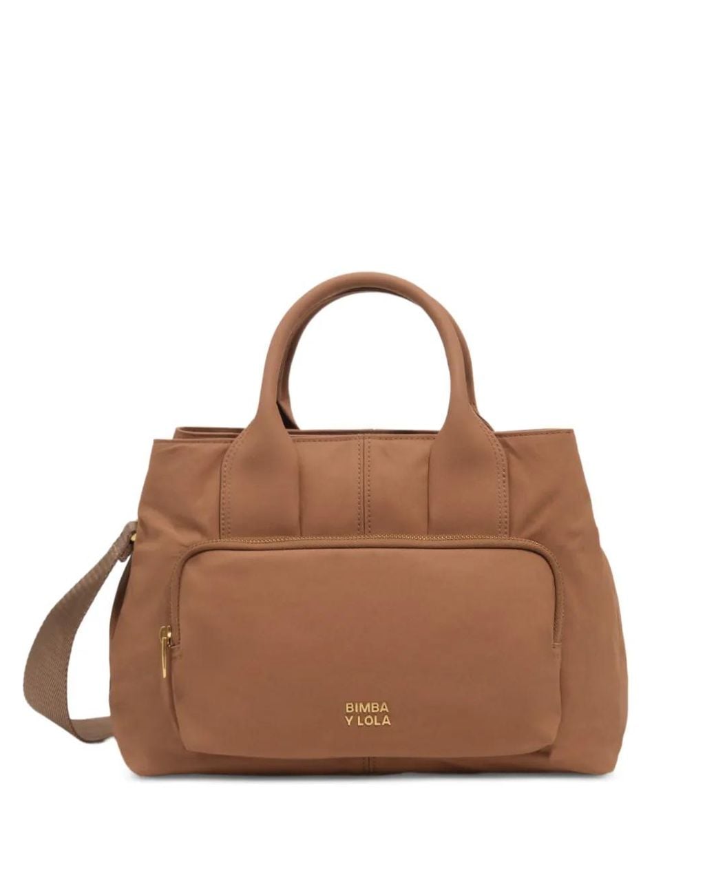 Bimba Y Lola Brown Large Light Cotton Pocket Handbag