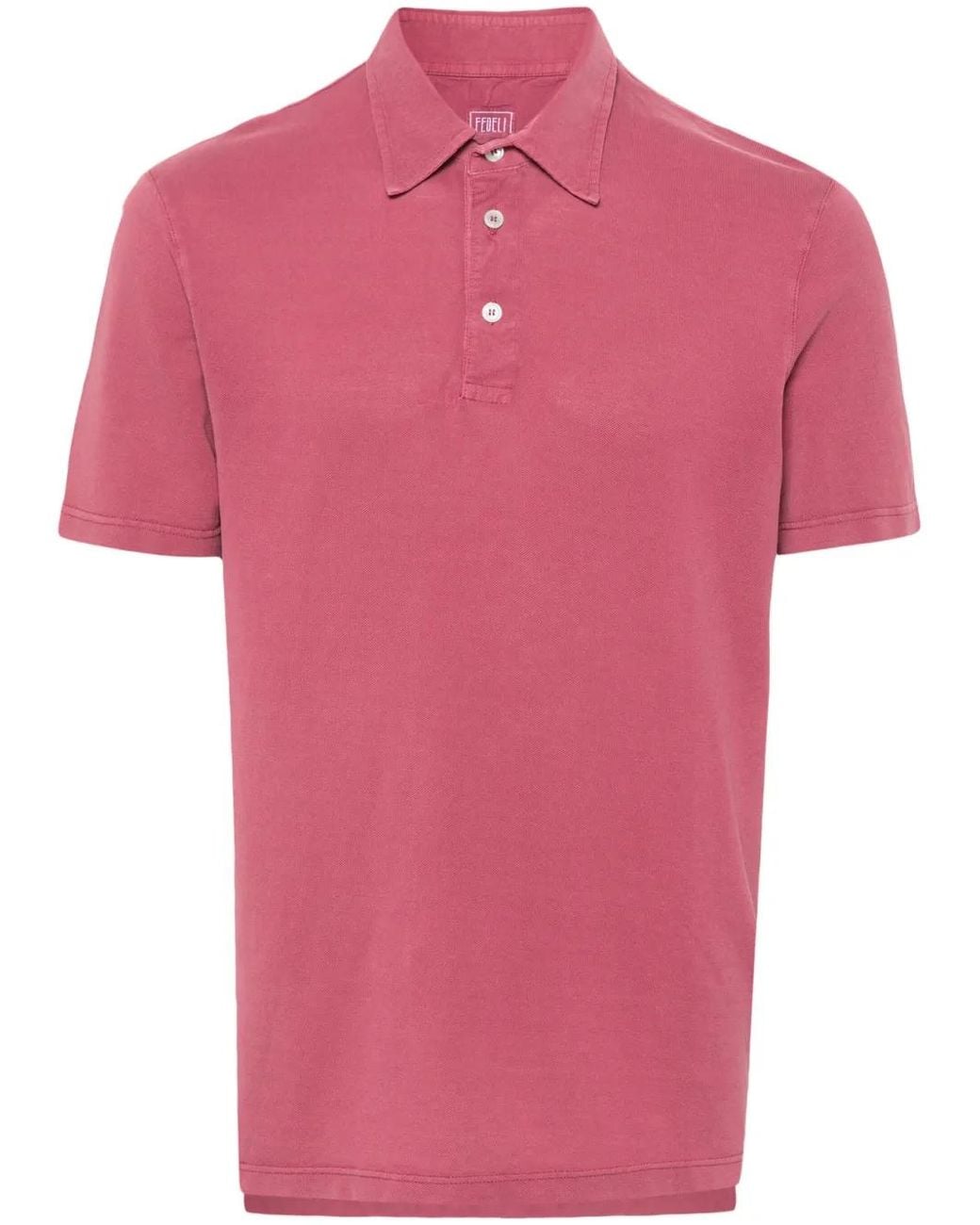 Fedeli Pink Piqué-Weave Polo Shirt for men