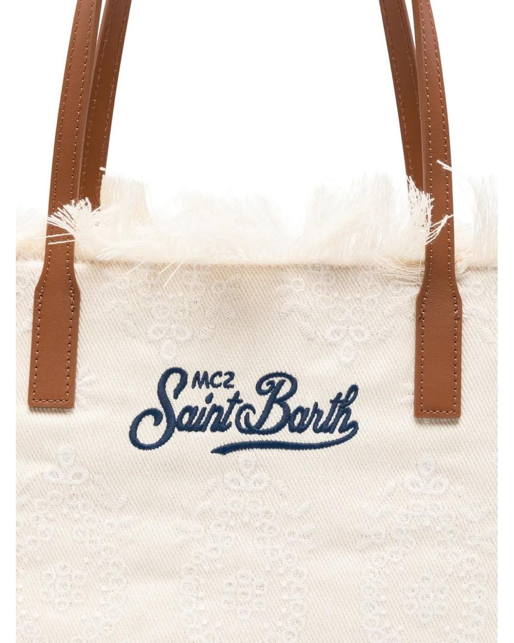 Mc2 Saint Barth White Mid City Fringed Floral Shoulder Bag