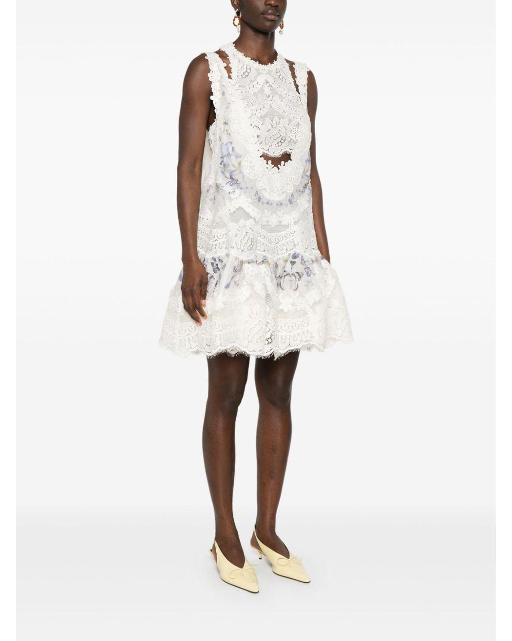 Zimmermann Natura Lace Patch Mini Dress in White | Lyst Zimmermann Natura Lace Patch Mini Dress in White | Lyst