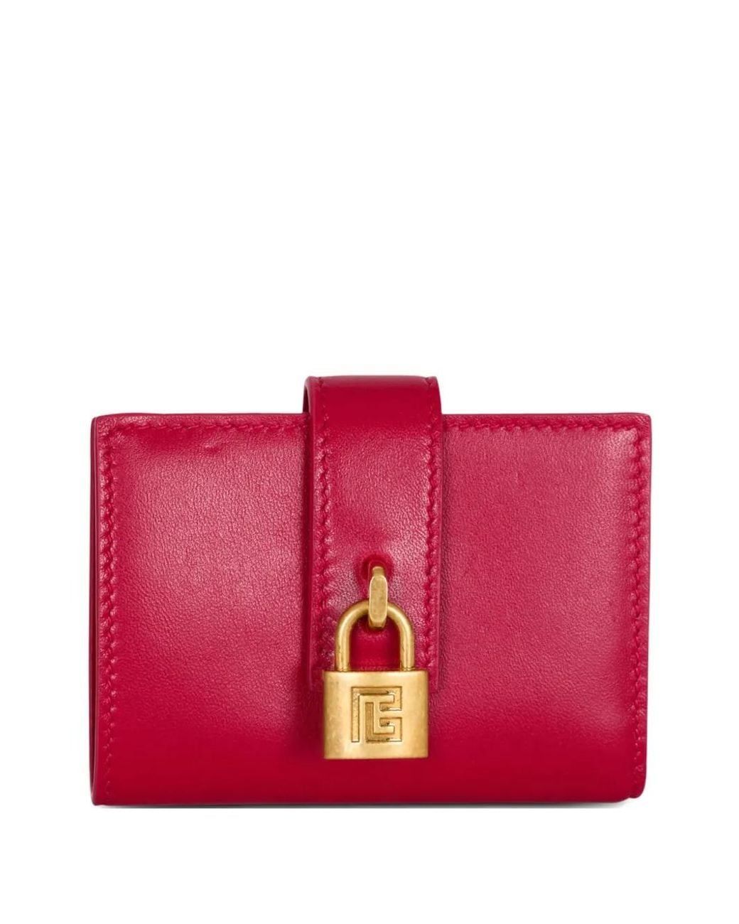 Balmain Red Padlock Leather Wallet