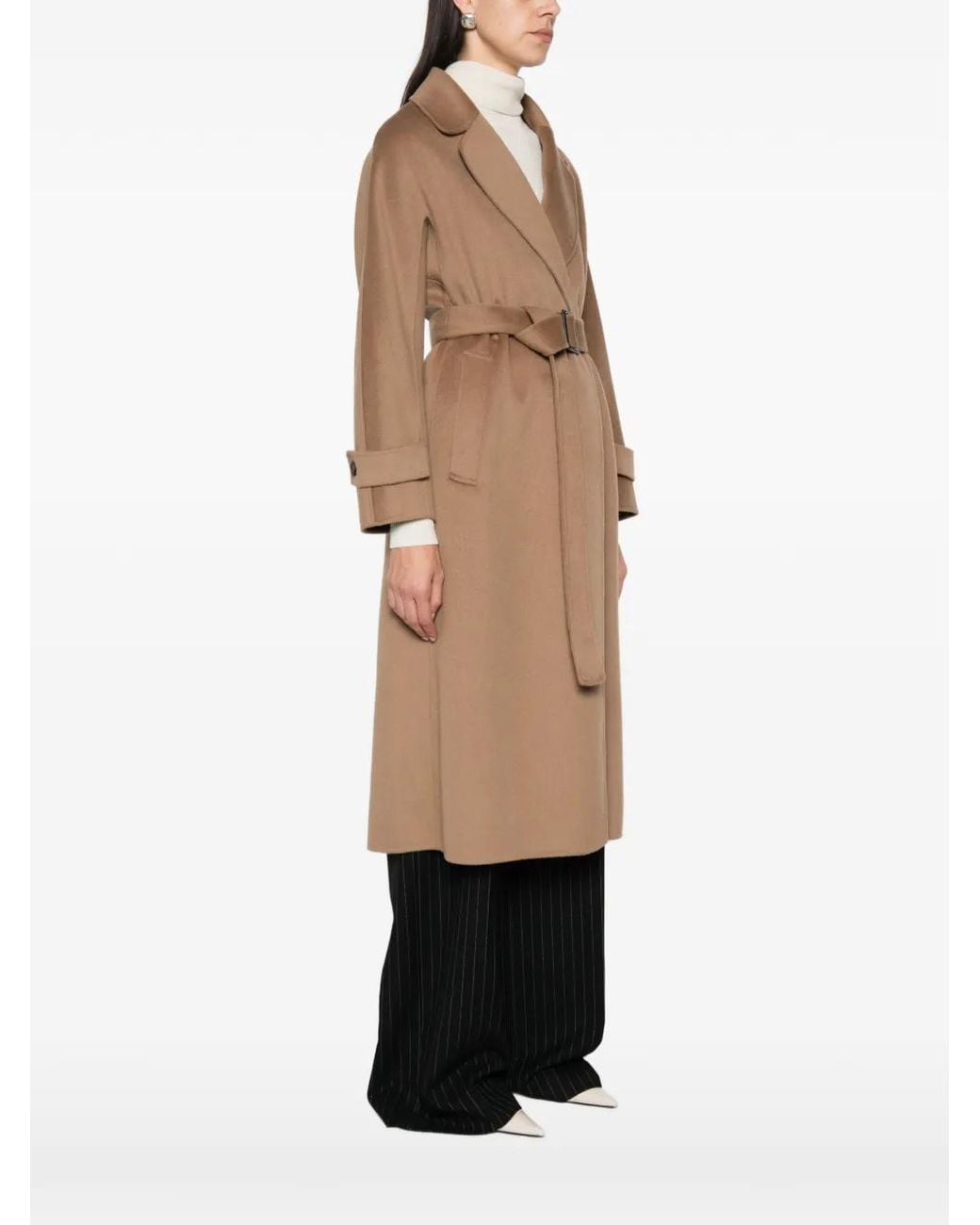 SEA WING Natural Belted Button-Cuff Coat
