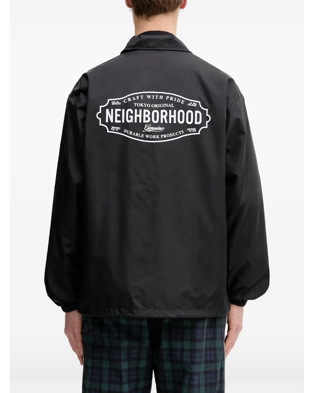 Neighborhood Black Logo-Print Drawstring Jacket for men