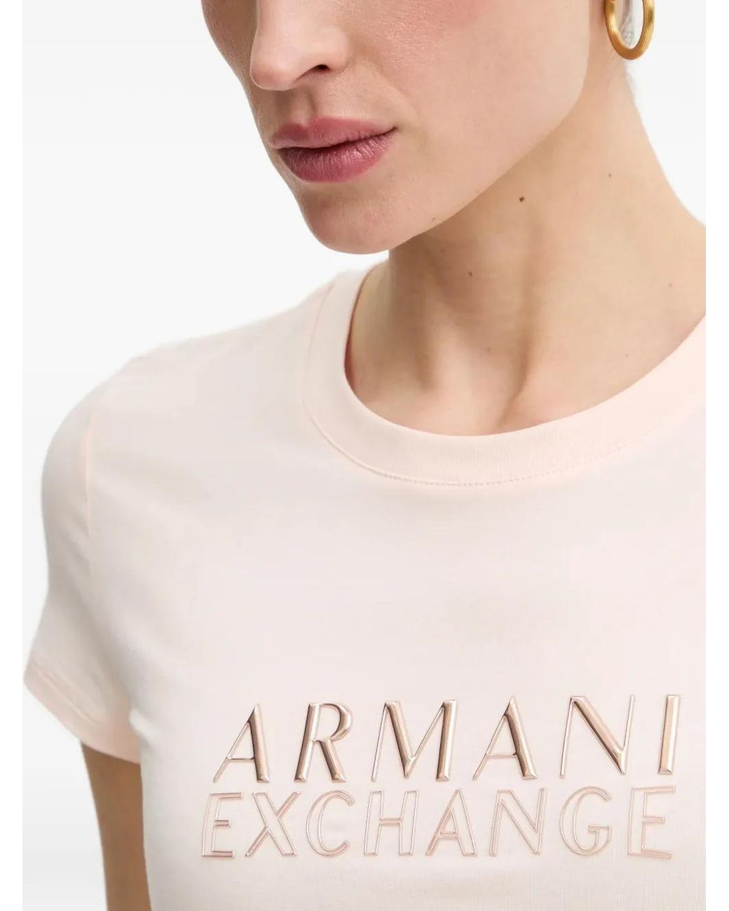 ARMANI EXCHANGE White Logo-Embroidered T-Shirt