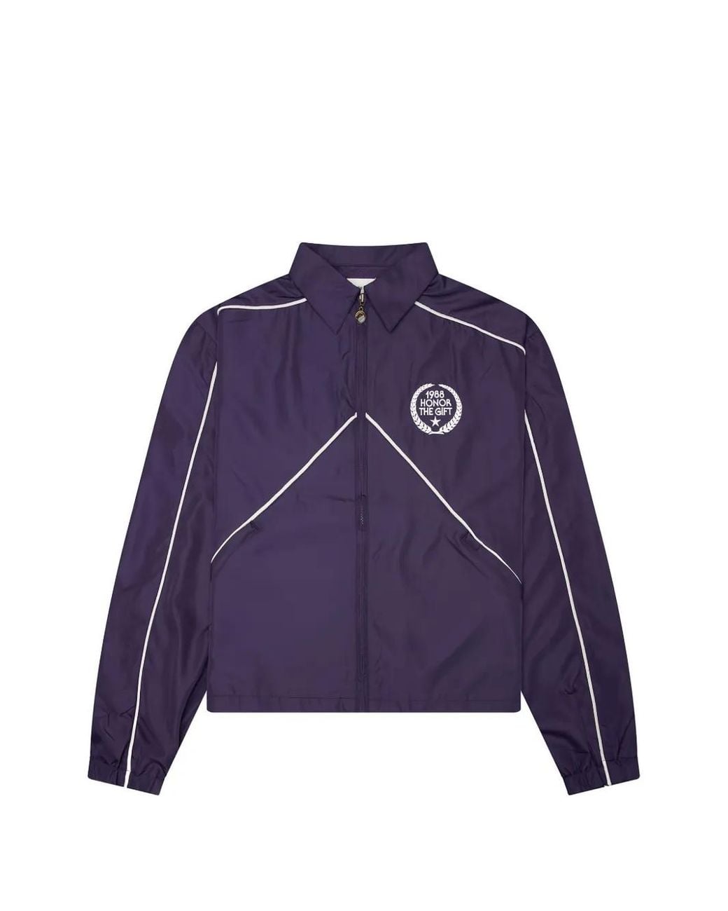 Honor The Gift Purple Honeycomb Logo-Embroidered Track Jacket for men