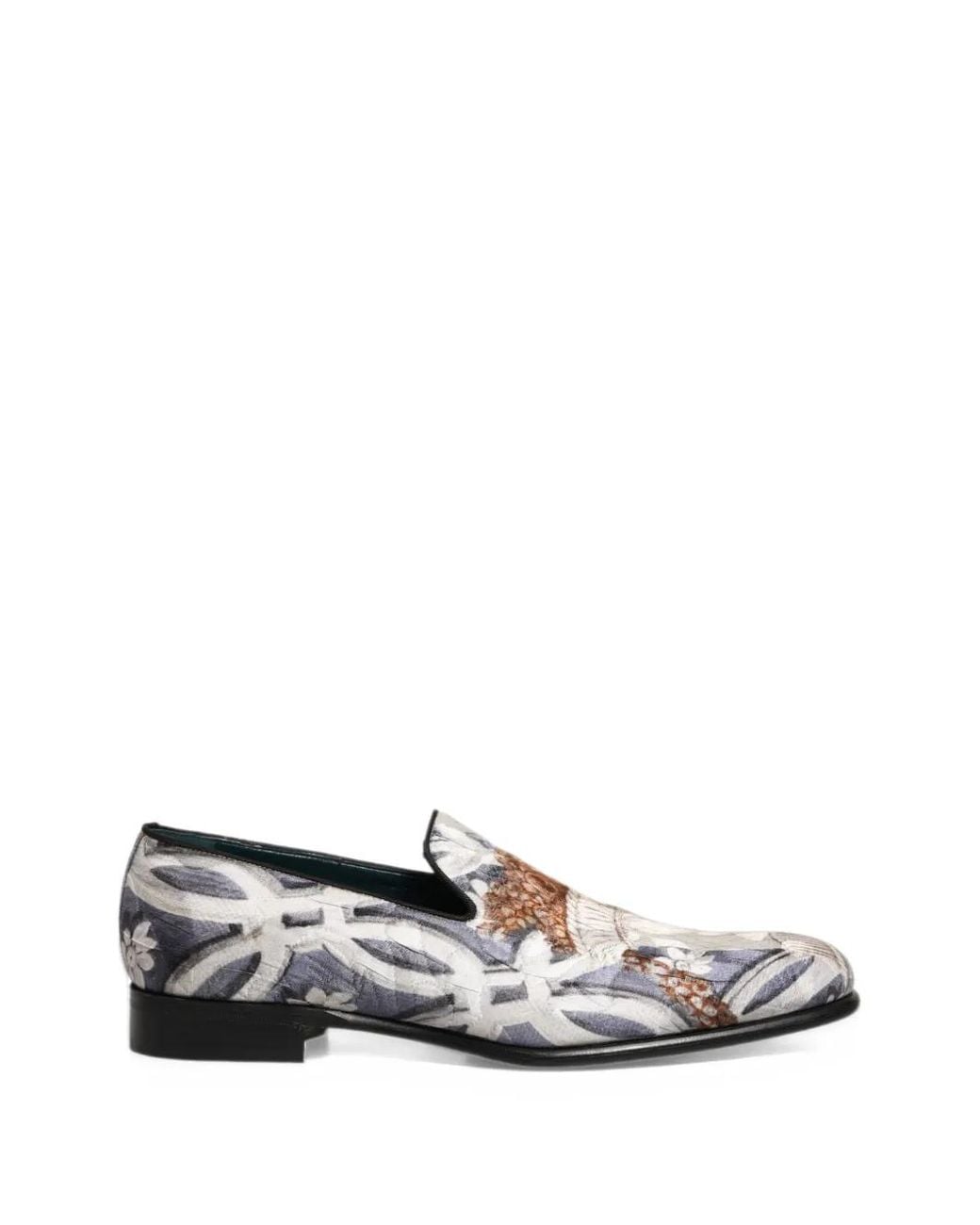 Dolce & Gabbana White Floral-Tapestry Embroidered Loafers for men