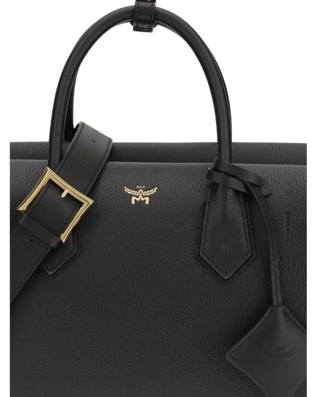 MCM Black Sac Cabas Milla Format Moyen En Cuir