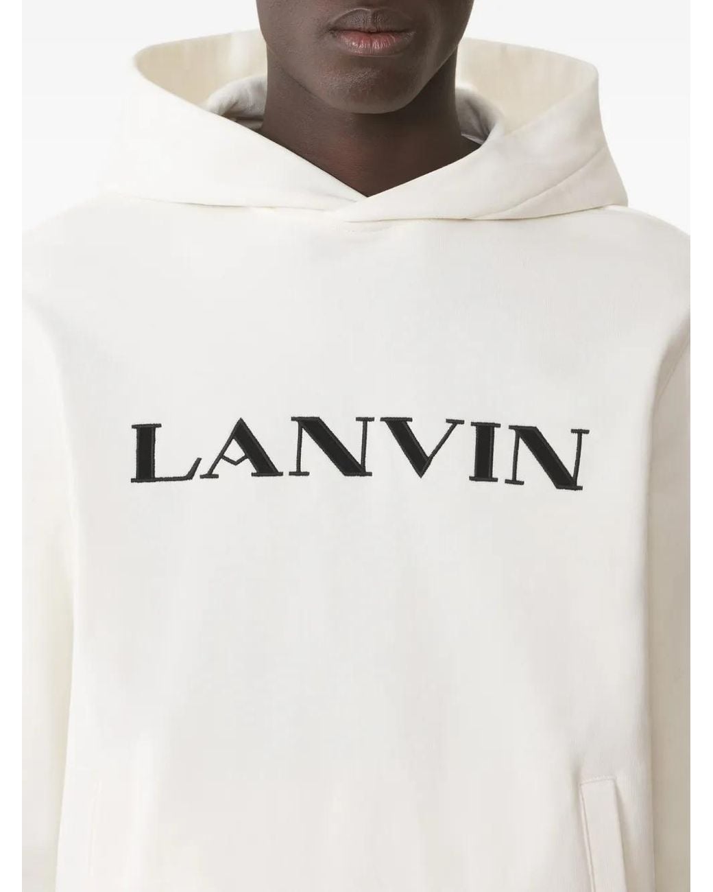 Lanvin White Logo-Embroidered Hoodie for men