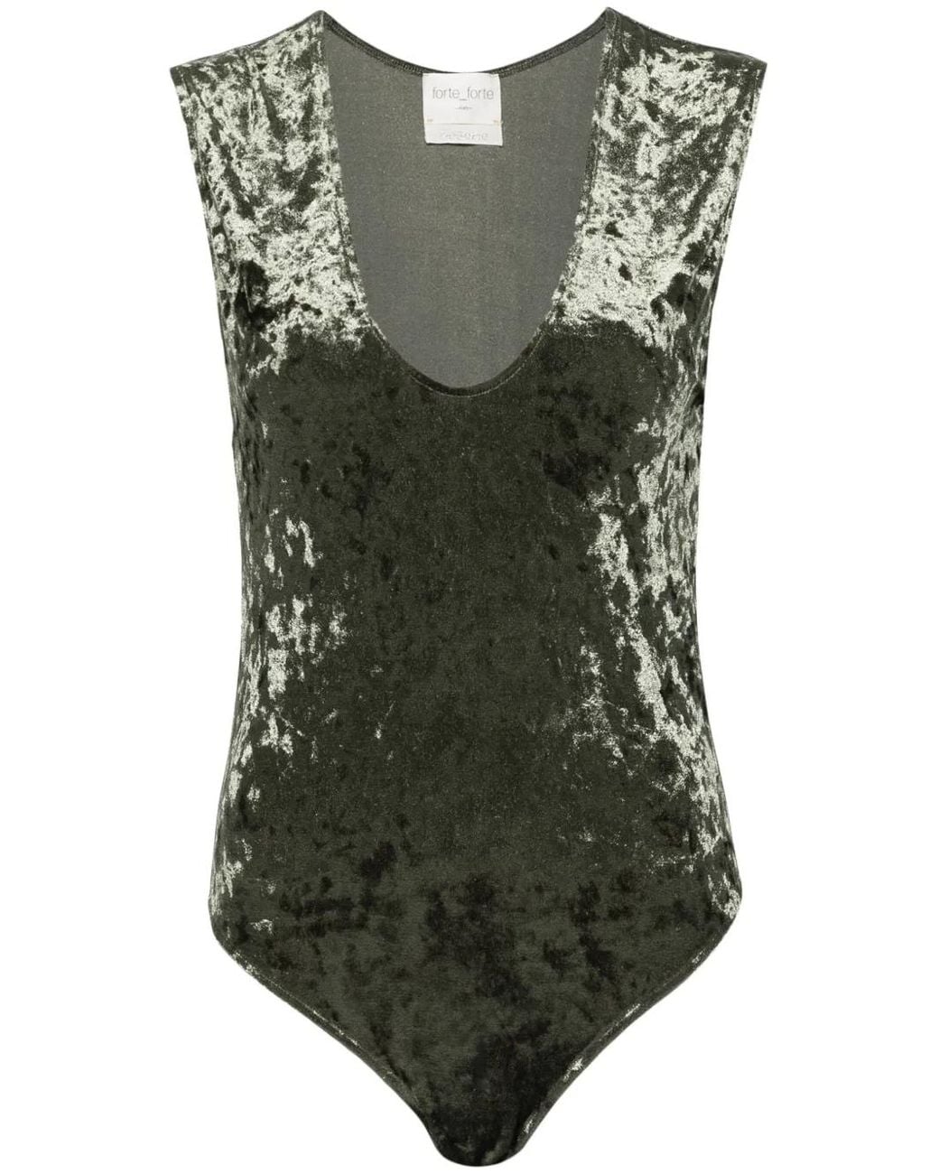 Forte_forte Green Crushed-Velvet Bodysuit