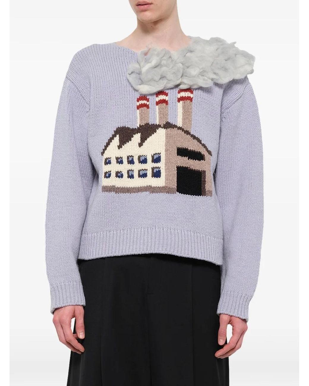 Doublet White Smoking-Factory-Motif Sweater for men