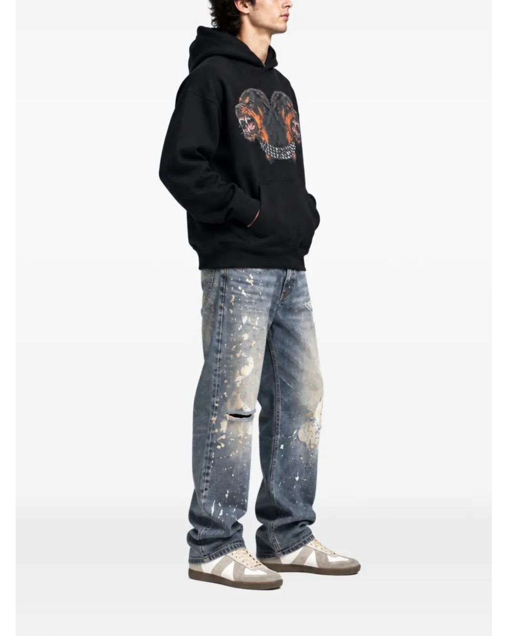 Melt Blue Dog-Print Hoodie for men