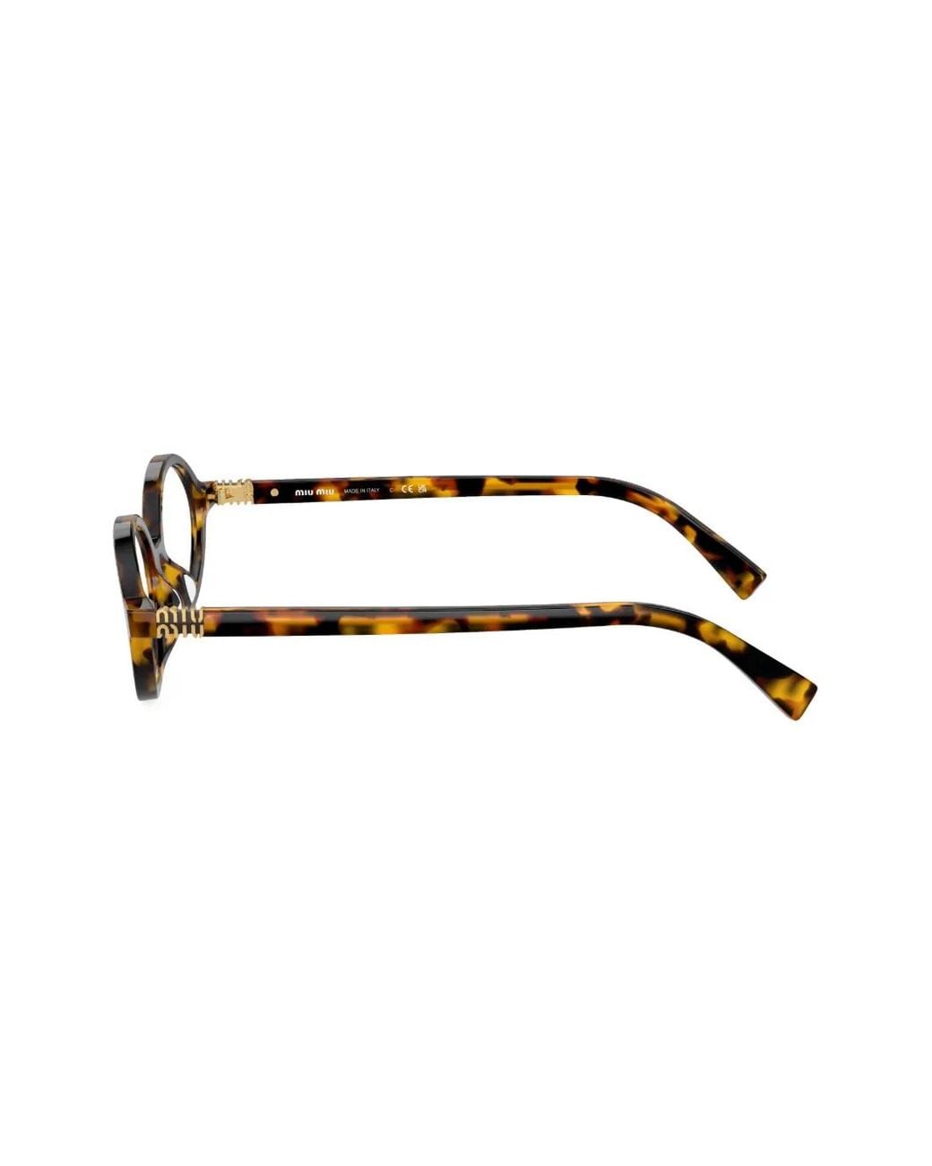 Miu Miu Green Tortoiseshell-Effect Oval Glasses