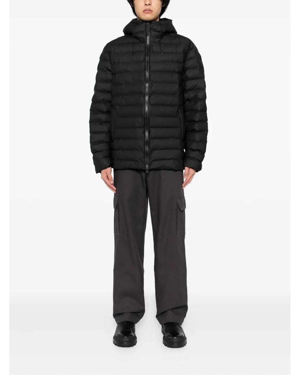 Rains Black Logo-Patch Jacket for men