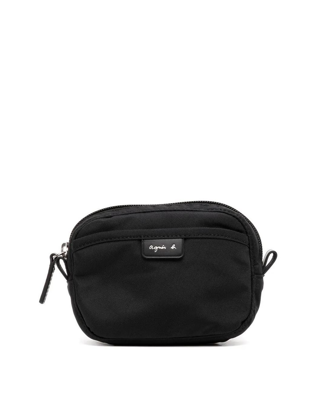 Agnes B. Black Curved Logo-Patch Wallet