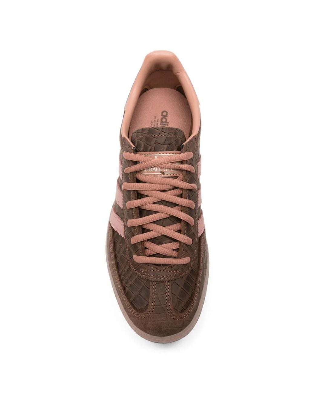 Adidas Brown Handball Spezial Croc-Effect Leather Sneakers for men