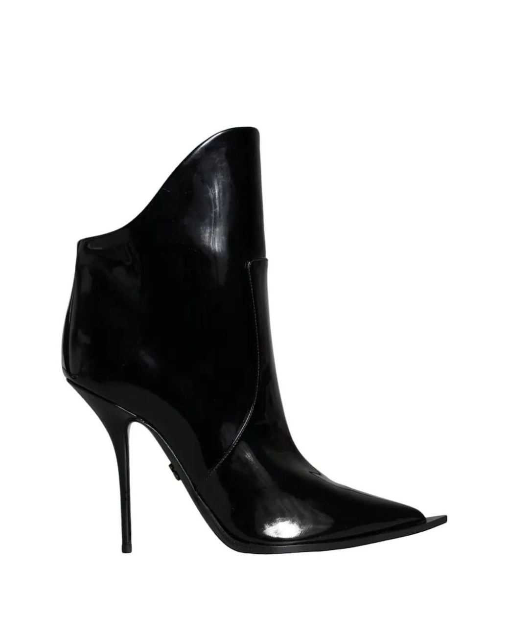 Dolce & Gabbana Black Cardinale Patent Leather Pointed-Toe Ankle Boots