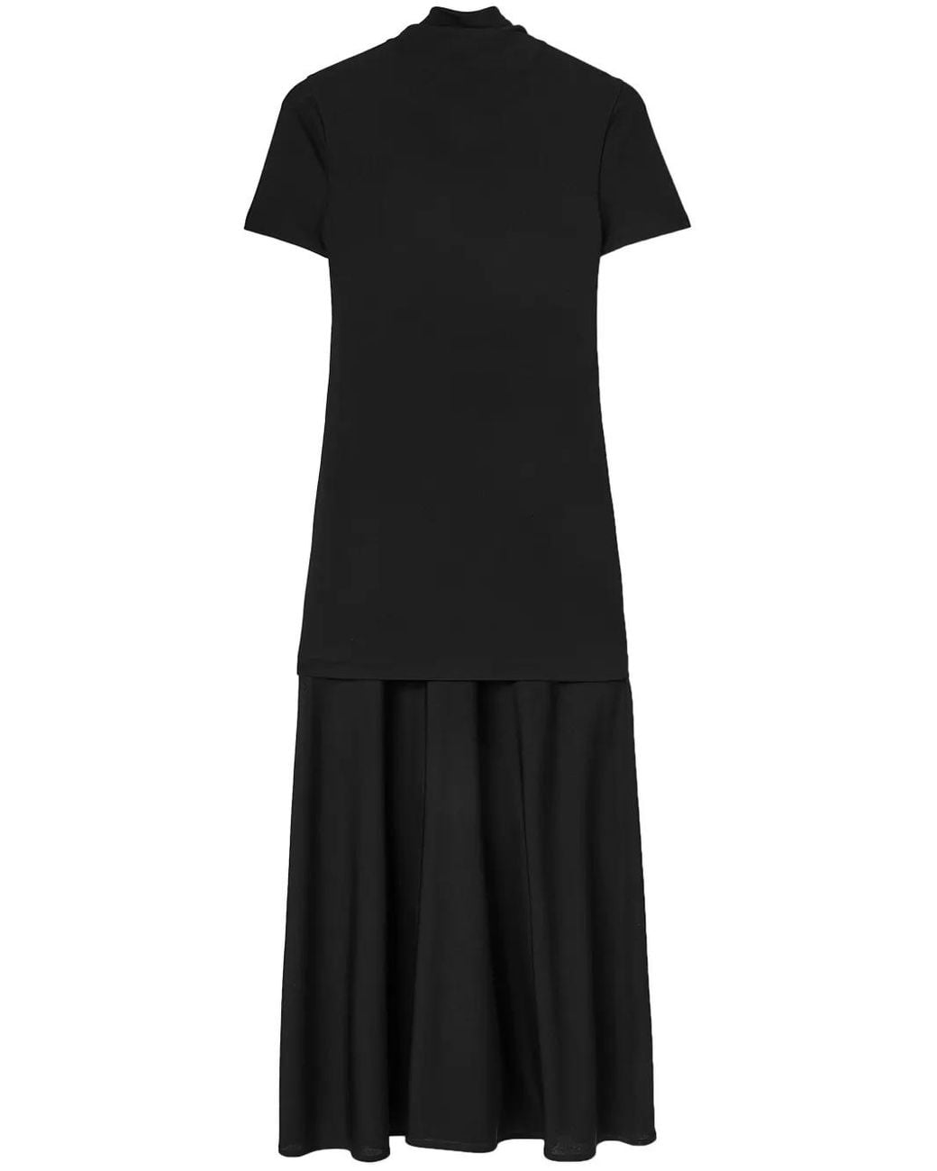 Jil Sander Black Layered-Design Midi Dress