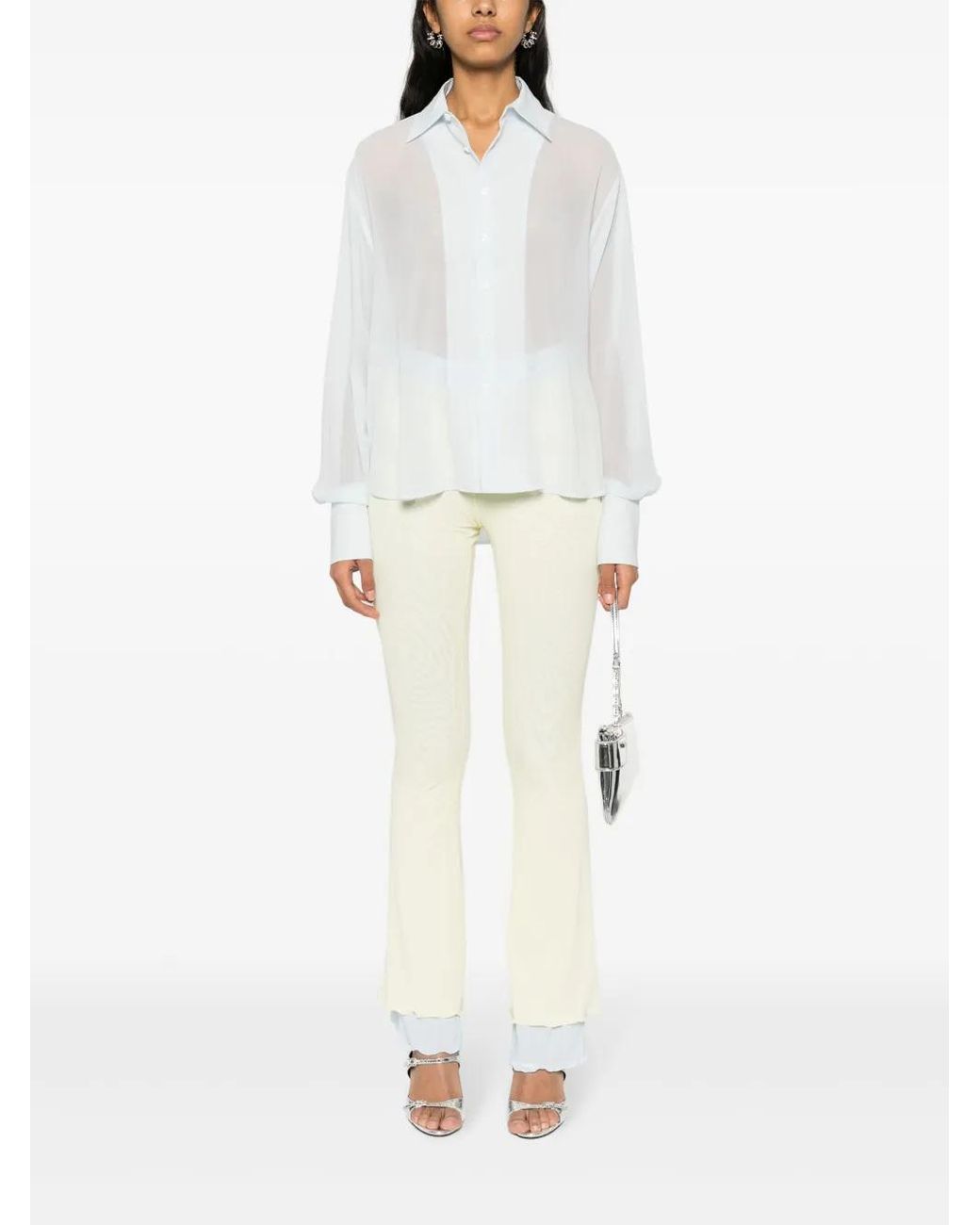 Gcds White Layered Flared Trousers