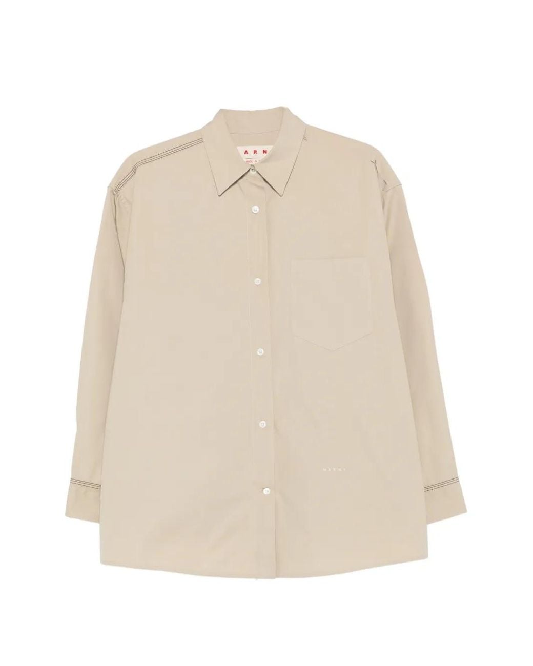 Marni Natural Button-Fastening Chest-Pocket Shirt