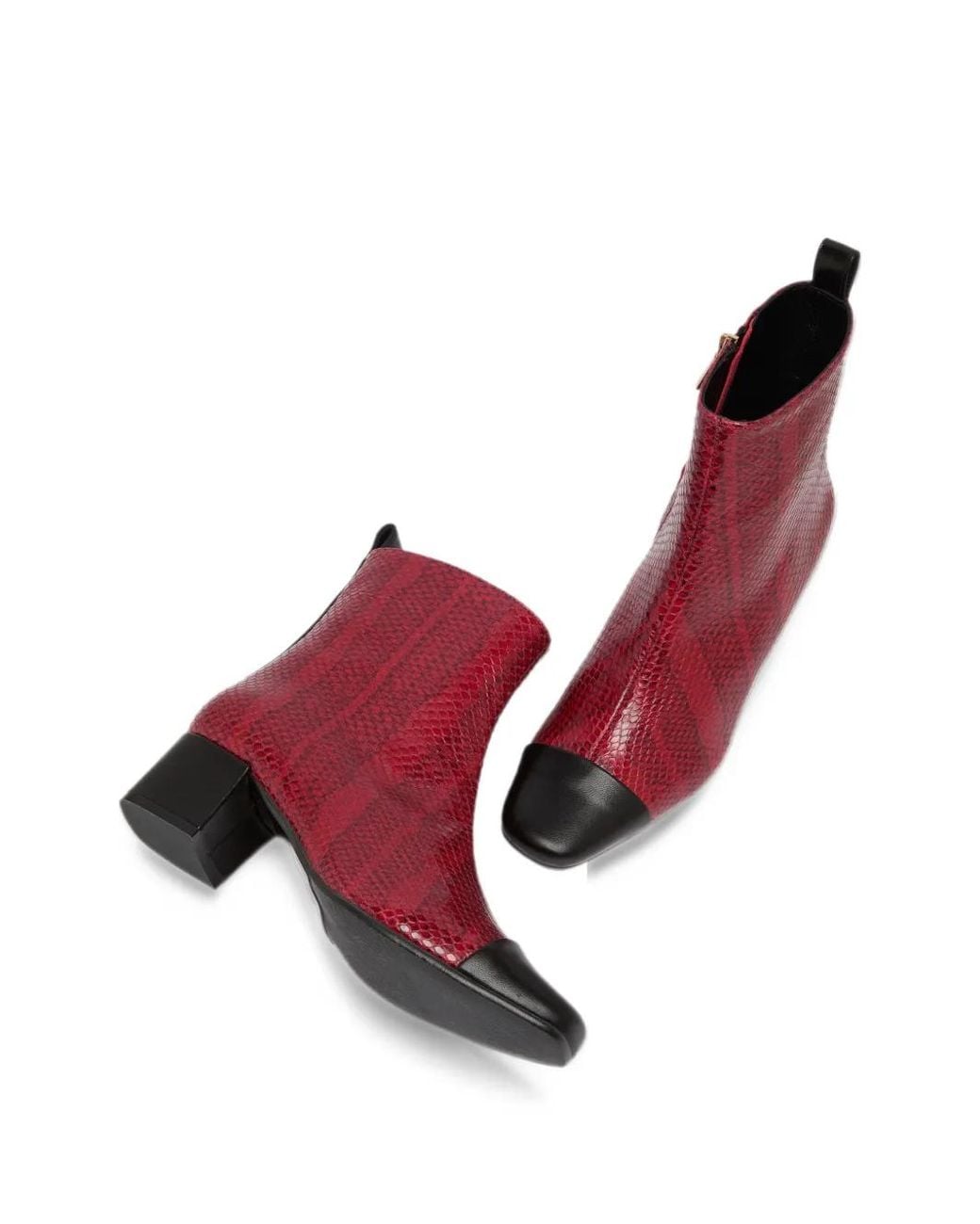 CAREL PARIS Red Estime Python-Effect Ankle Boots