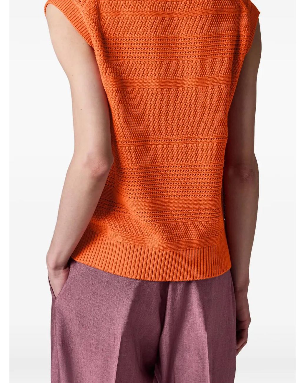 Paul Smith Orange Textured Cotton Knitted Vest for men