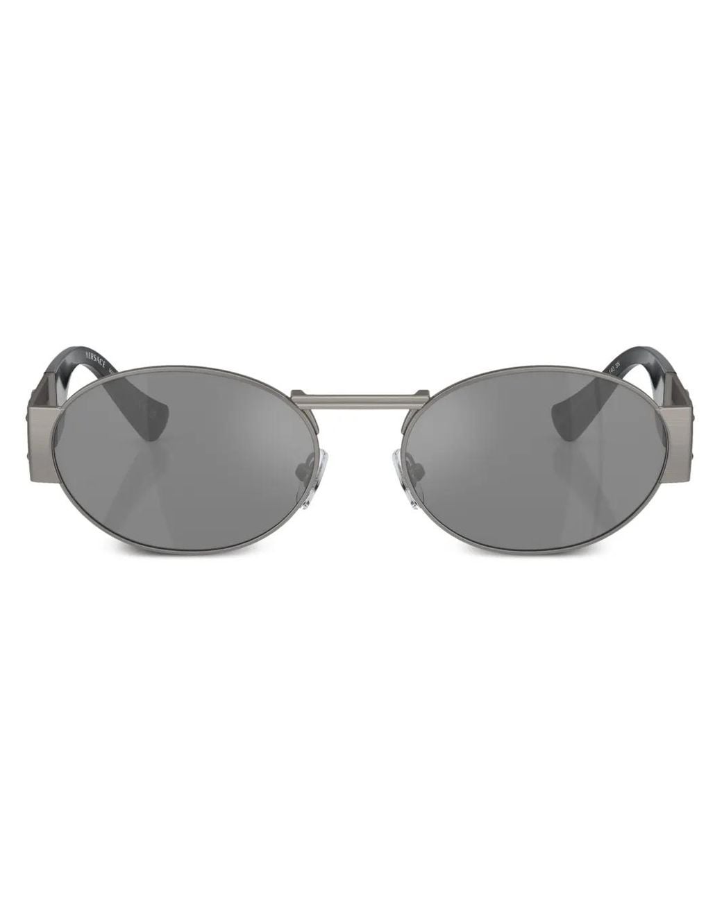 Versace Gray Medusa-Motif Oval-Frame Sunglasses
