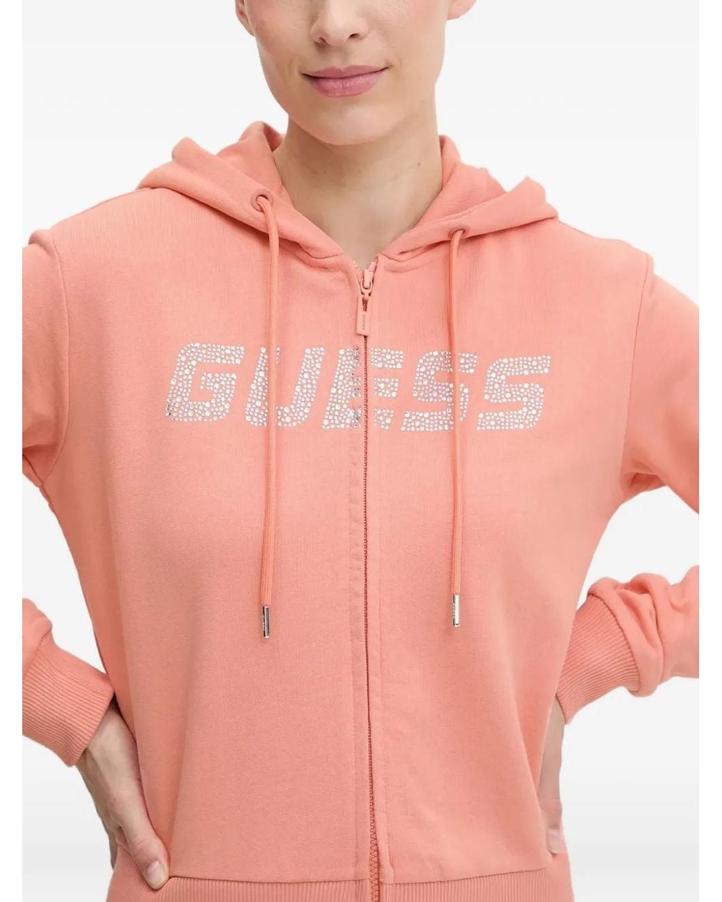 Guess Red Logo-Embellished Hoodie