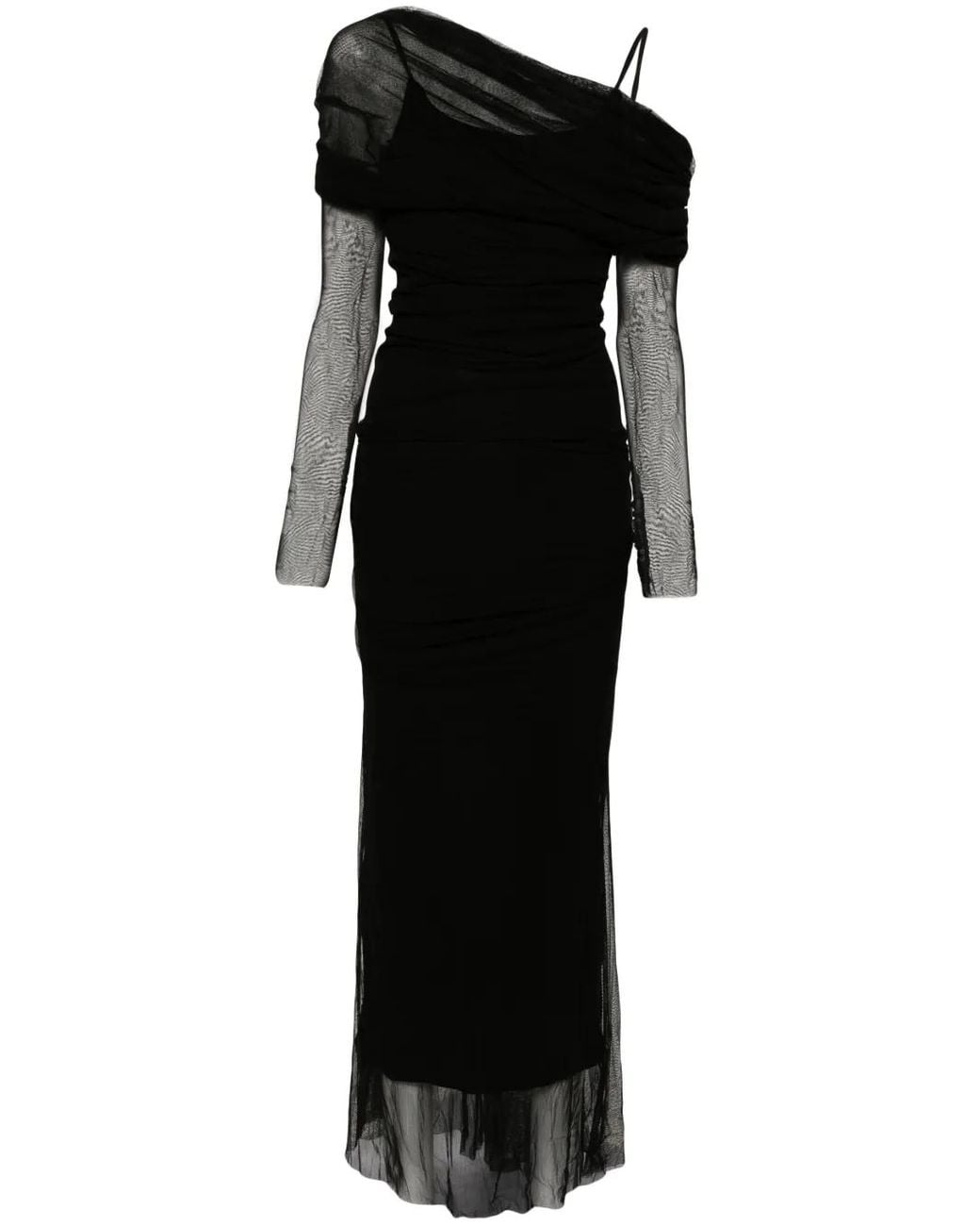 Christopher Esber Black Veiled Silk Maxi Dress