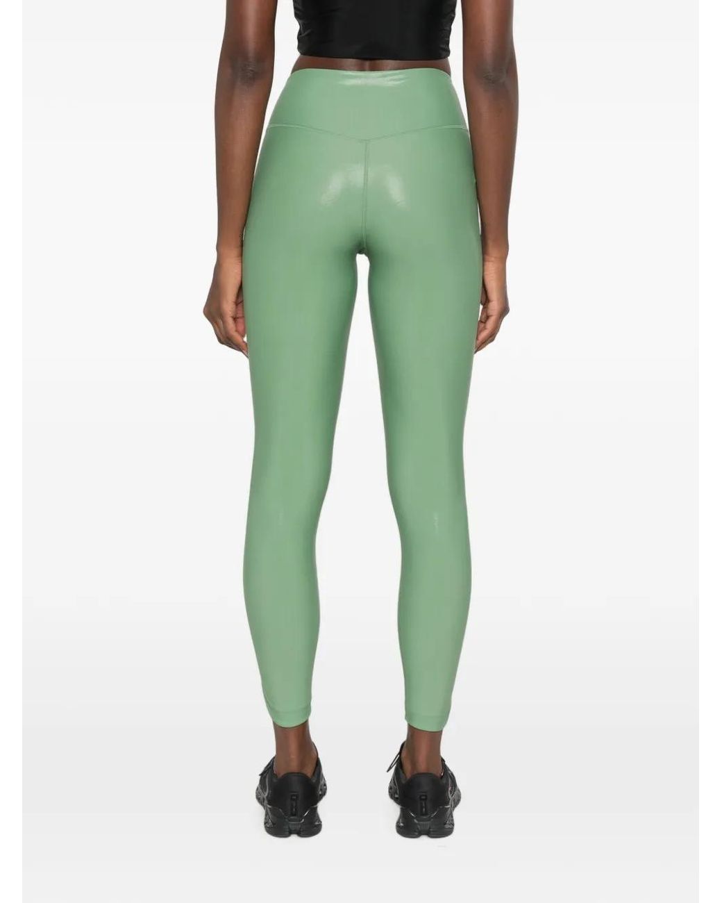 MACRON Green Metallic-Effect Performance Leggings