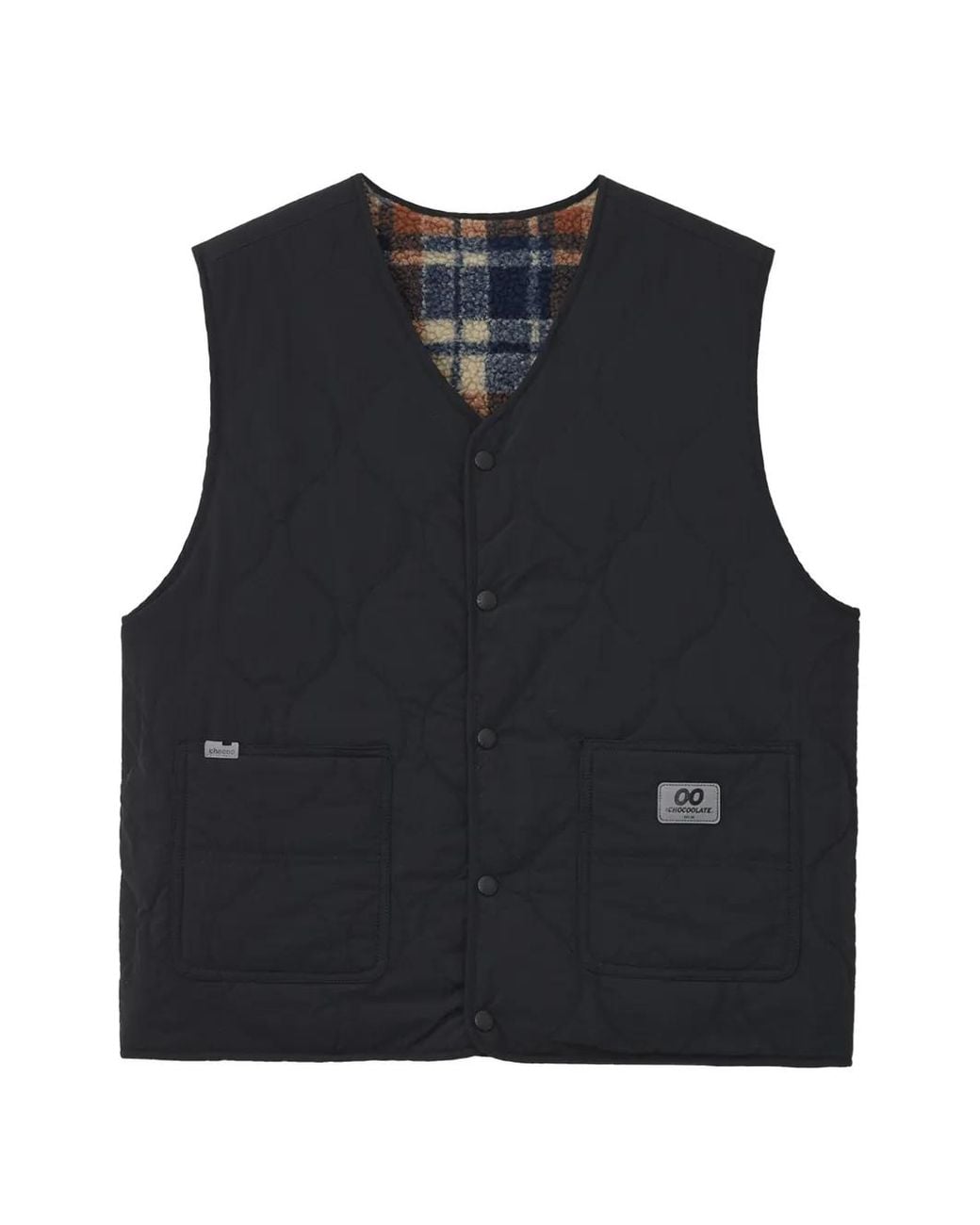 Chocoolate Black Quilted Reversible Gilet