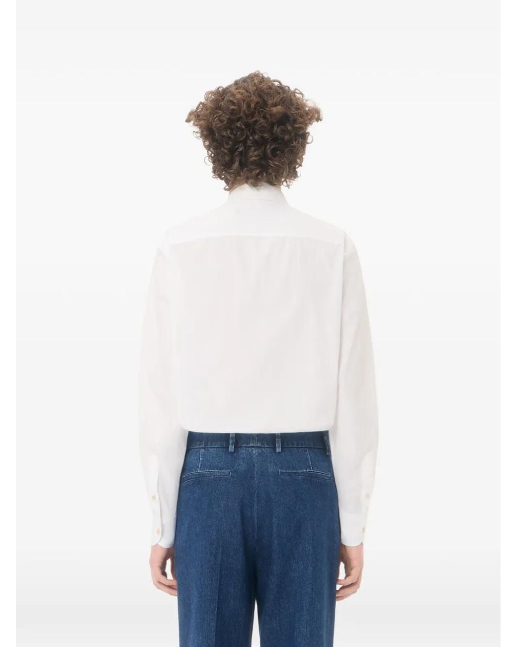 Valentino Garavani White Cotton Poplin Shirt With Embroidery On The Collar for men