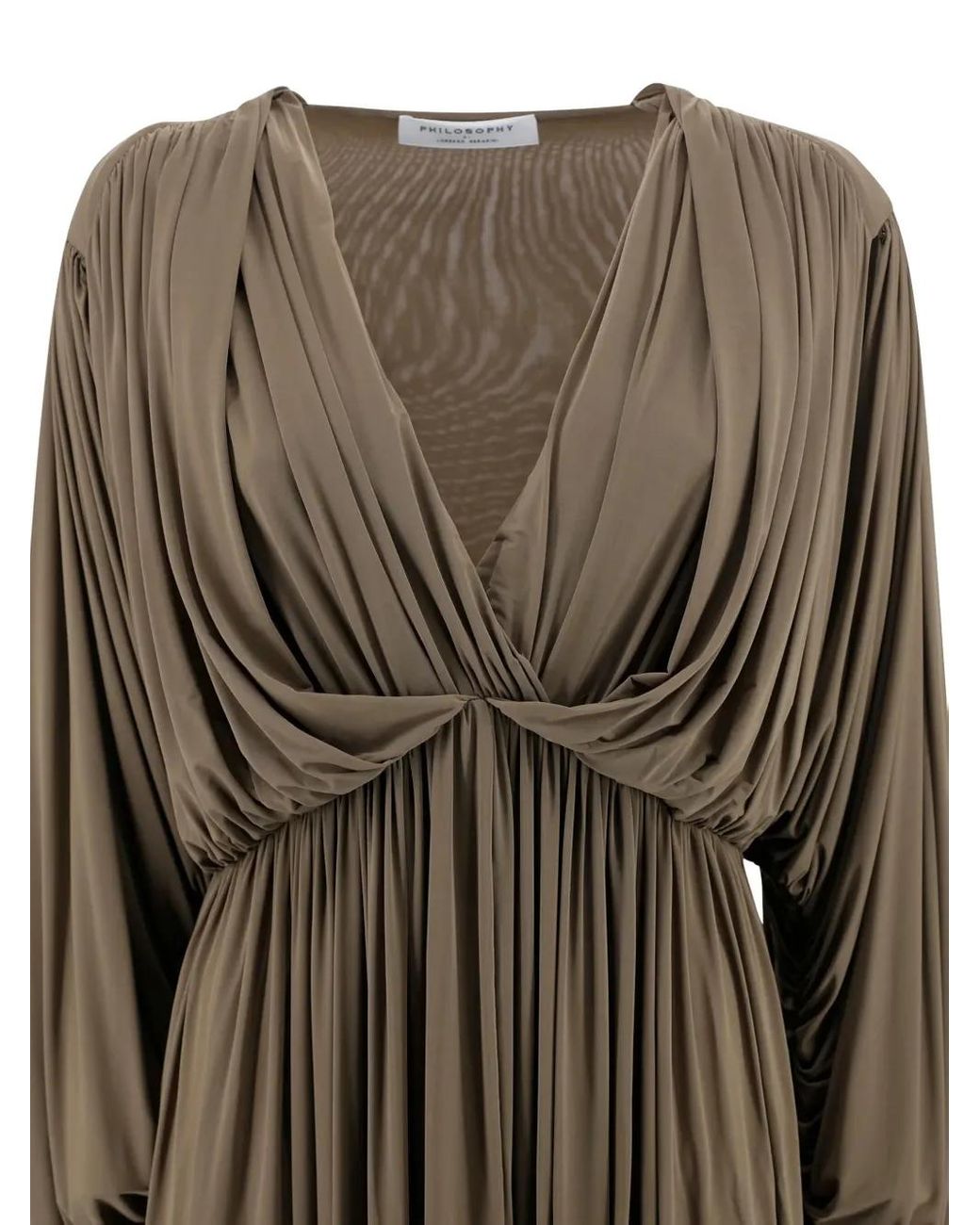 Philosophy Di Lorenzo Serafini Natural V-Neck Long Dress