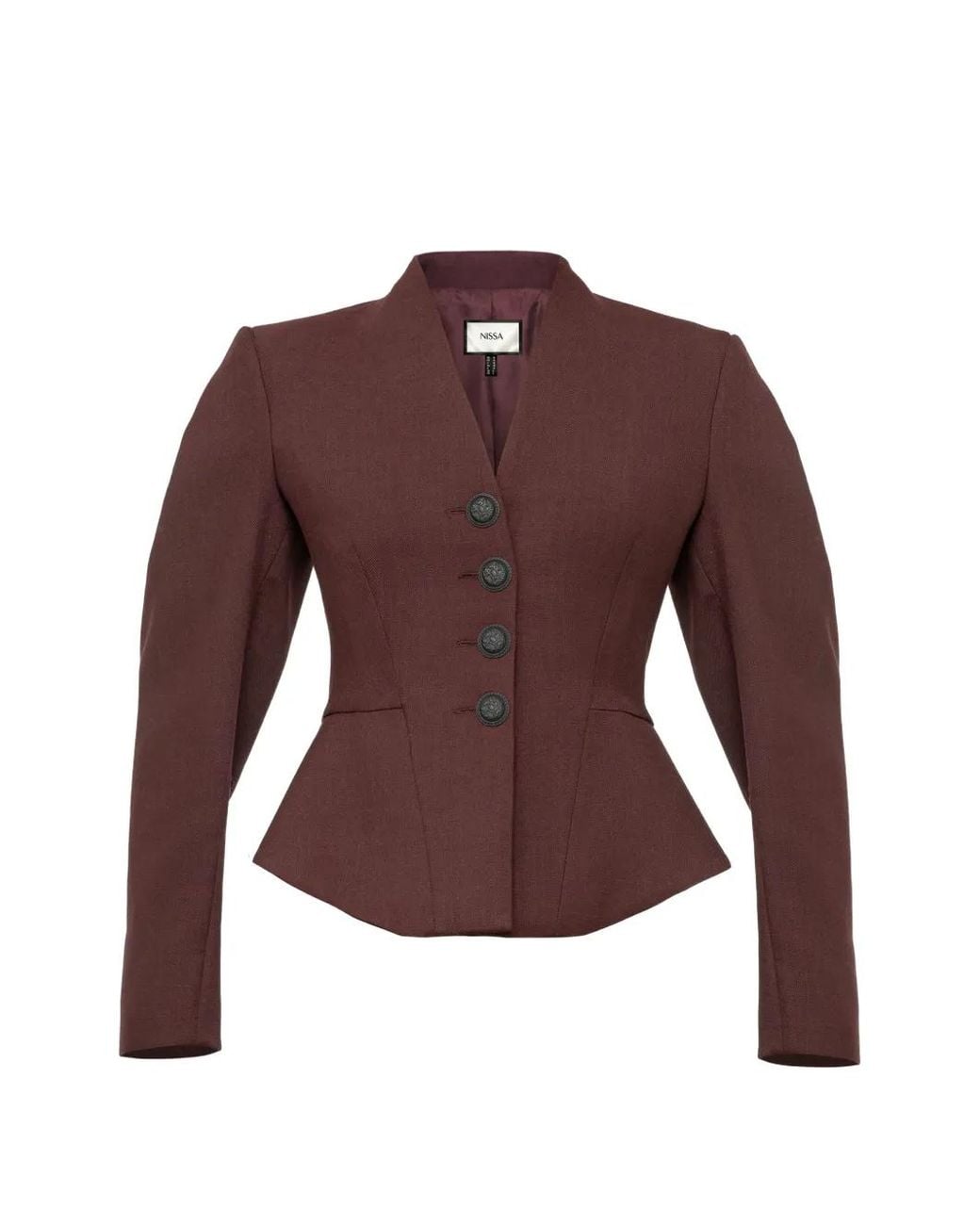 Nissa Purple Tailored Wool V-Neck Jacket