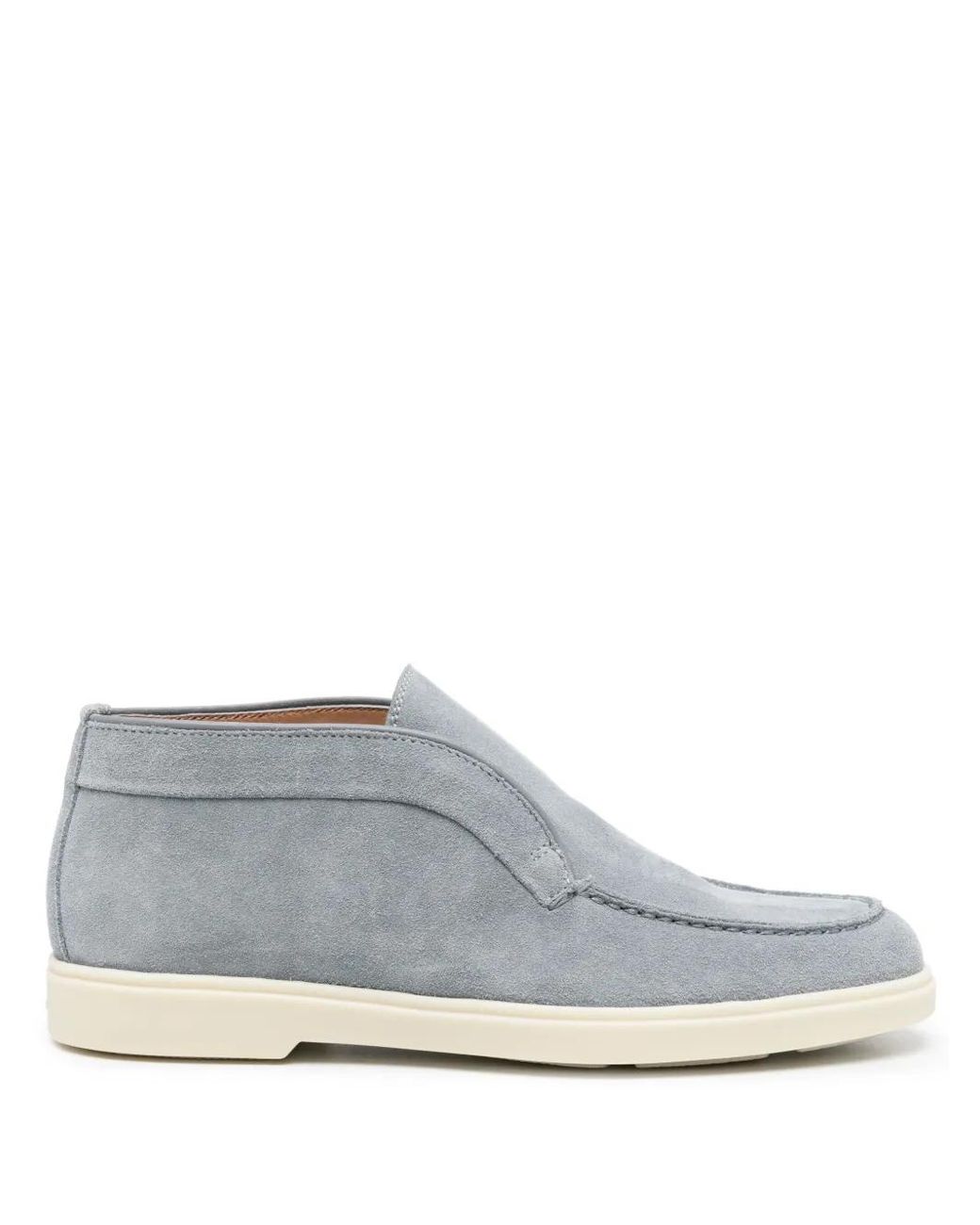 Santoni White Slip-On Suede Boots