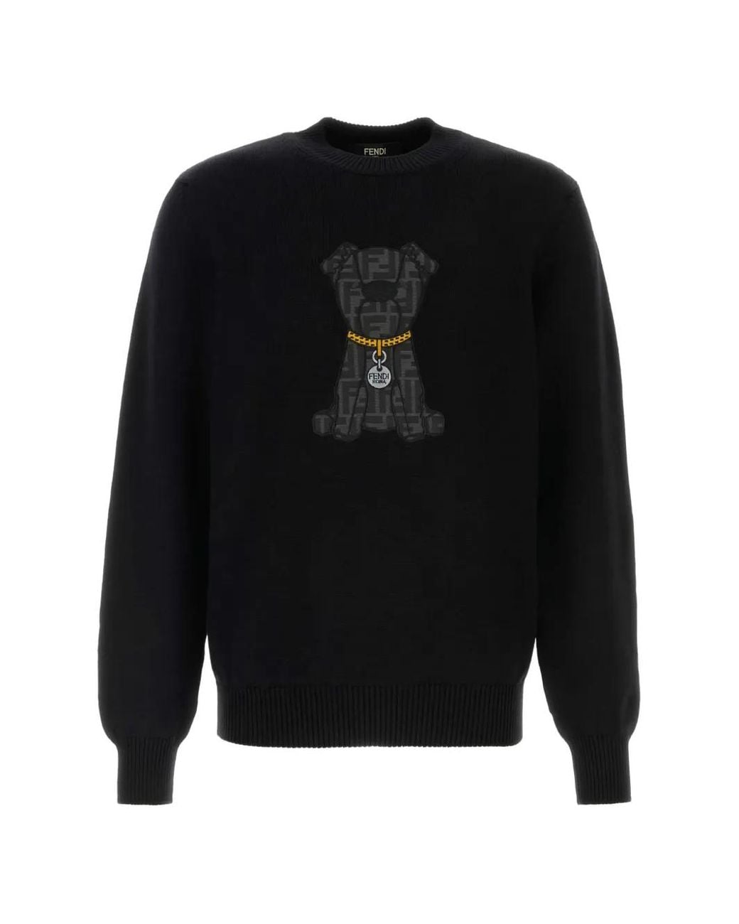Fendi Black Regular-Fit Crew-Neck Sweater for men