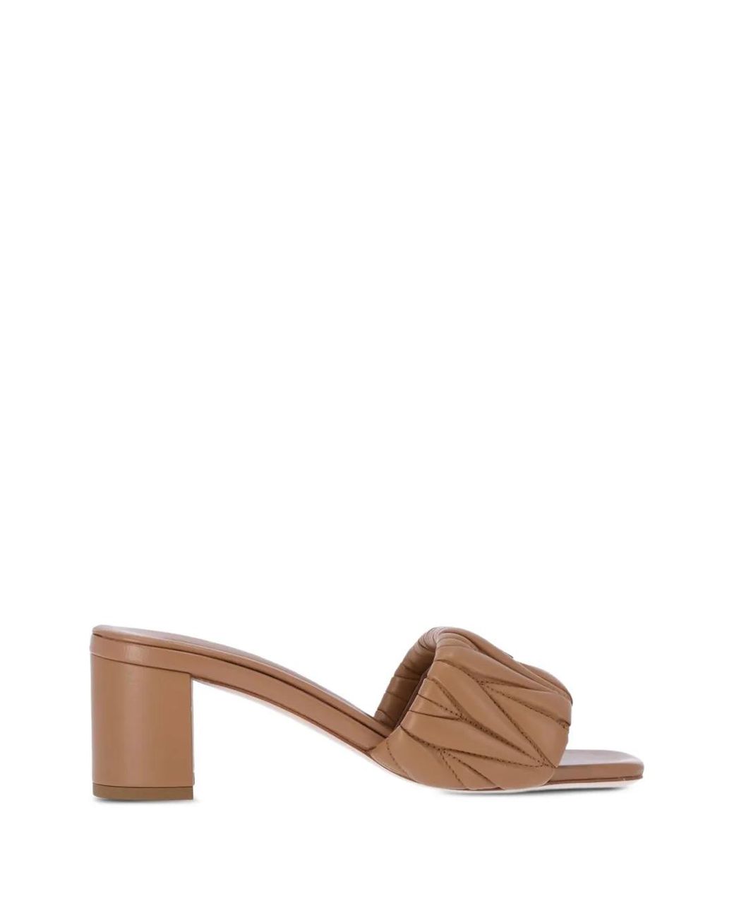 Miu Miu Brown Matelassé Nappa Leather Slides